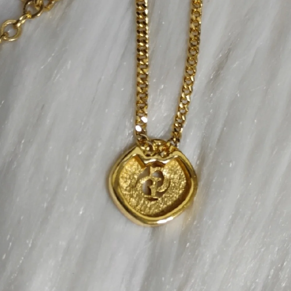 SALE! Authentic Dior CD Plated Gold W Crystal Details Pendant Necklace - Picture 5 of 15